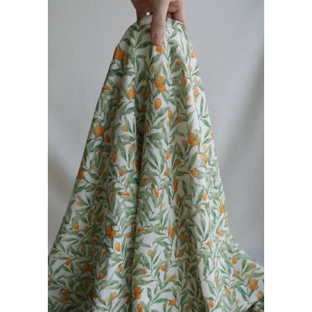 Zestine - Double gaze de coton motif feuillage et agrumes