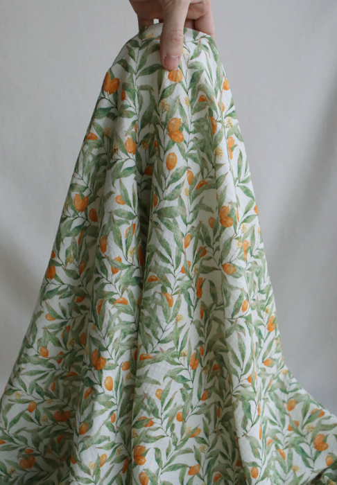 Zestine - Double gaze de coton motif feuillage et agrumes