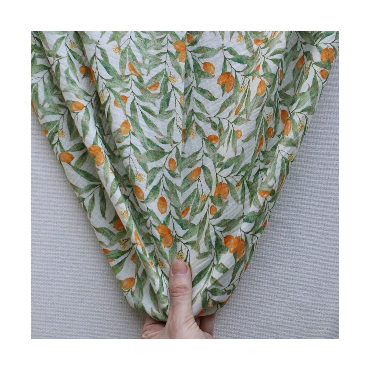 Zestine - Double gaze de coton motif feuillage et agrumes