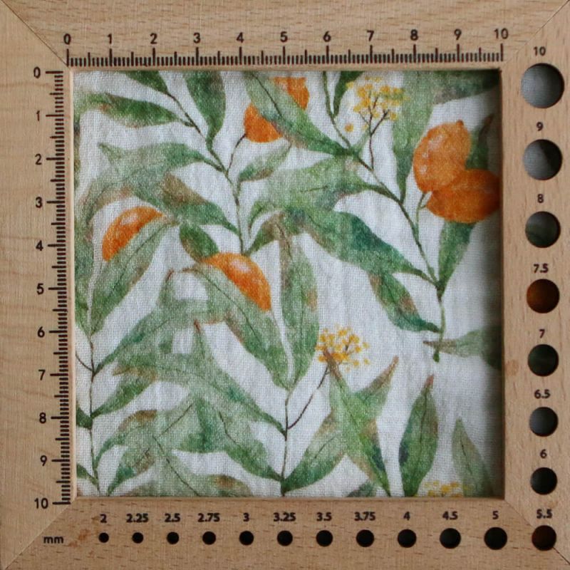 Zestine - Double gaze de coton motif feuillage et agrumes