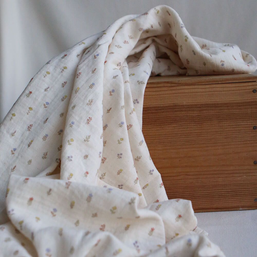 Lyséa - Double gaze de coton motif feuillage et agrumes