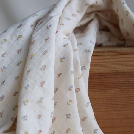 Lyséa - Double gaze de coton motif feuillage et agrumes