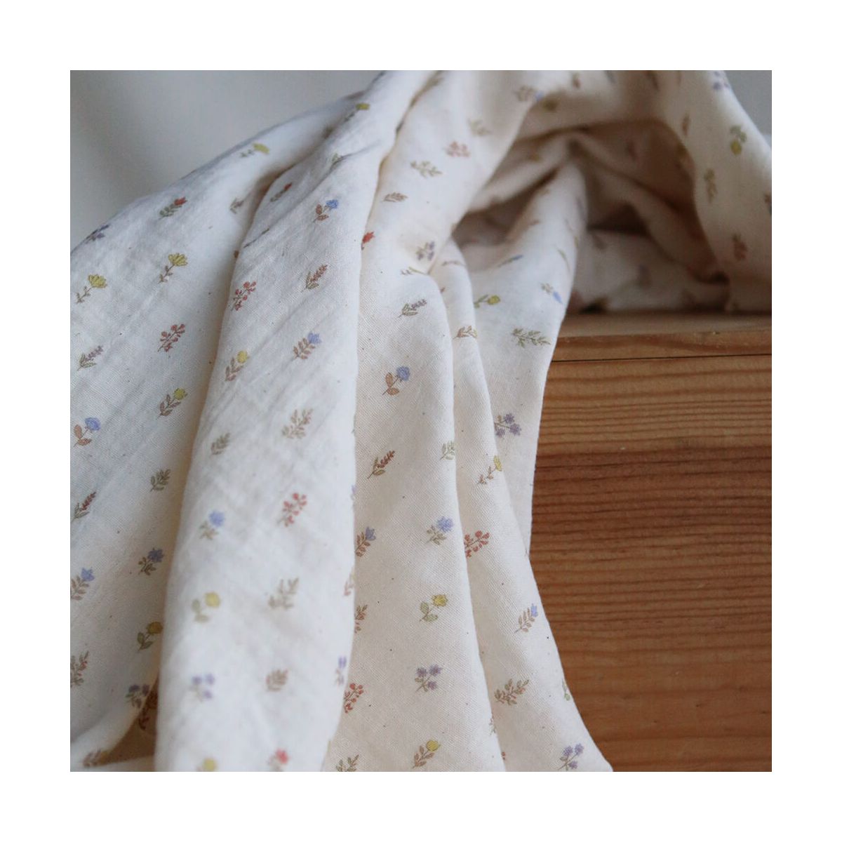 Lyséa - Double gaze de coton motif feuillage et agrumes