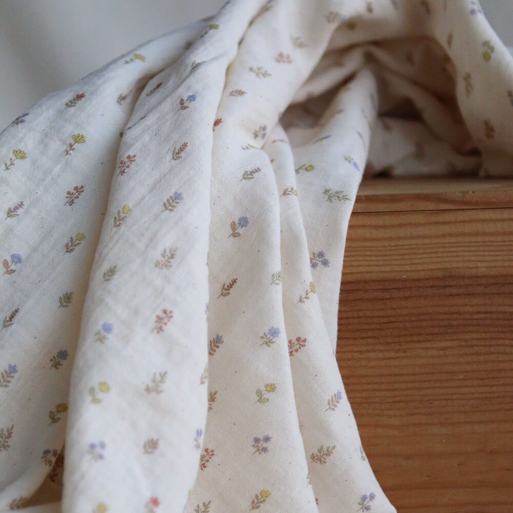 Lyséa - Double gaze de coton motif feuillage et agrumes