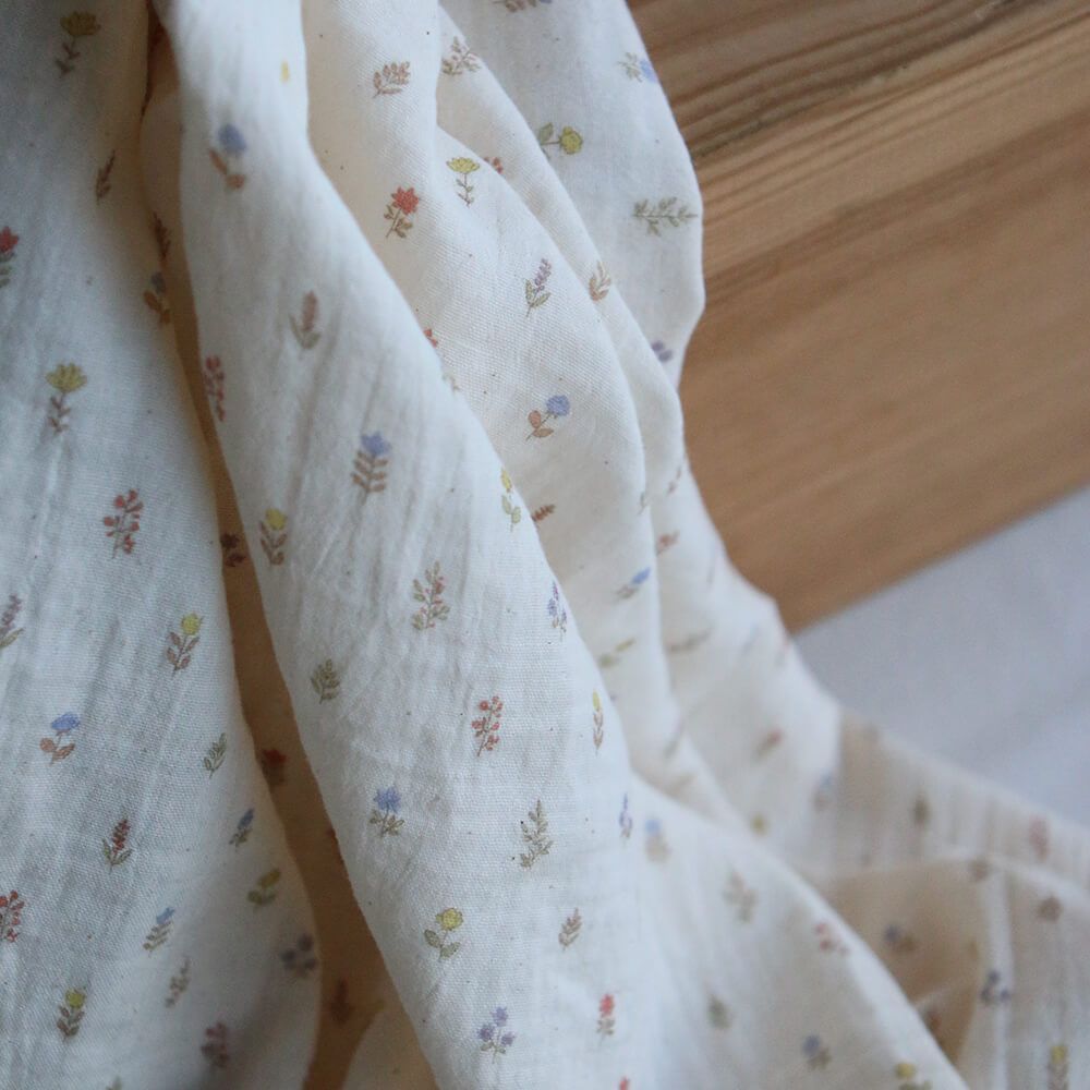 Lyséa - Double gaze de coton motif feuillage et agrumes