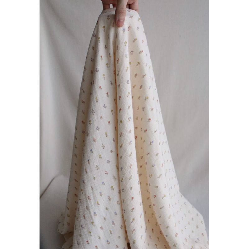 Lyséa - Double gaze de coton motif feuillage et agrumes