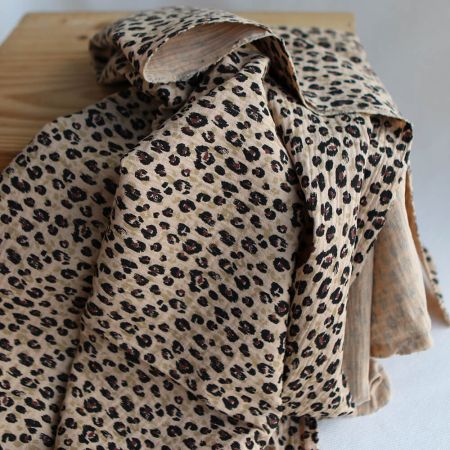 Karli - Double gaze de coton graou fond camel