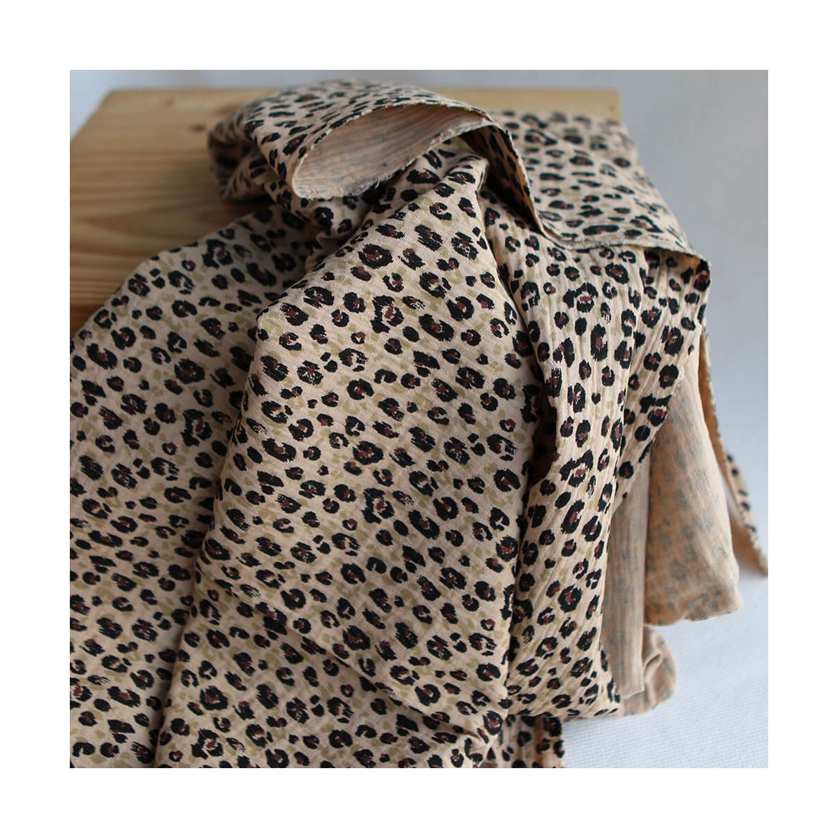 Karli - Double gaze de coton graou fond camel