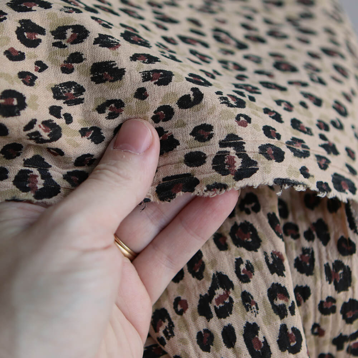 Karli - Double gaze de coton graou fond camel