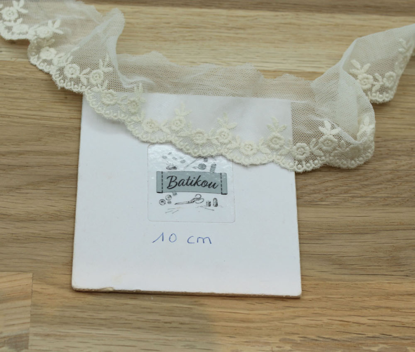 Galon tulle souple broderie coton brodé 50mm x 1m