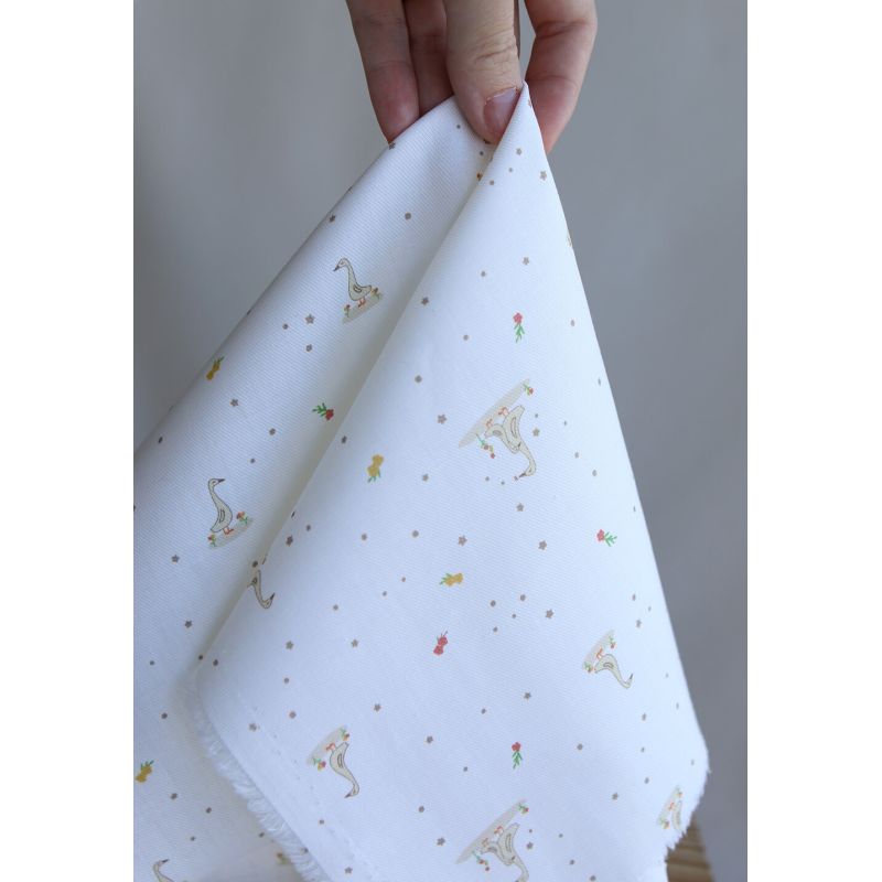 Pimprenelle - Tissu sergé / twill de coton organique imprimé oies