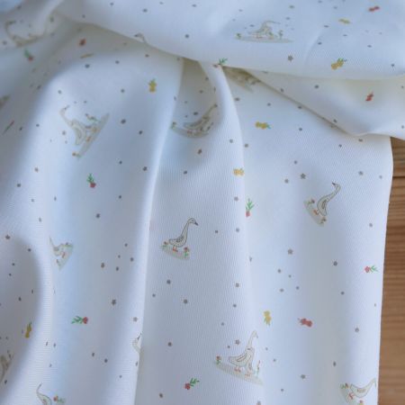 Pimprenelle - Tissu sergé / twill de coton organique imprimé oies