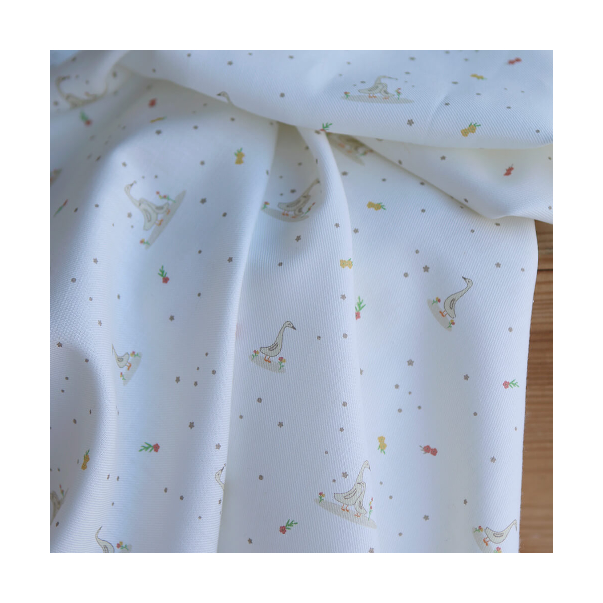 Pimprenelle - Tissu sergé / twill de coton organique imprimé oies
