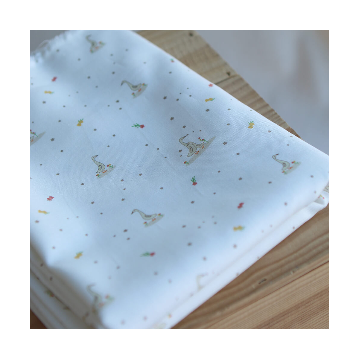 Pimprenelle - Tissu sergé / twill de coton organique imprimé oies