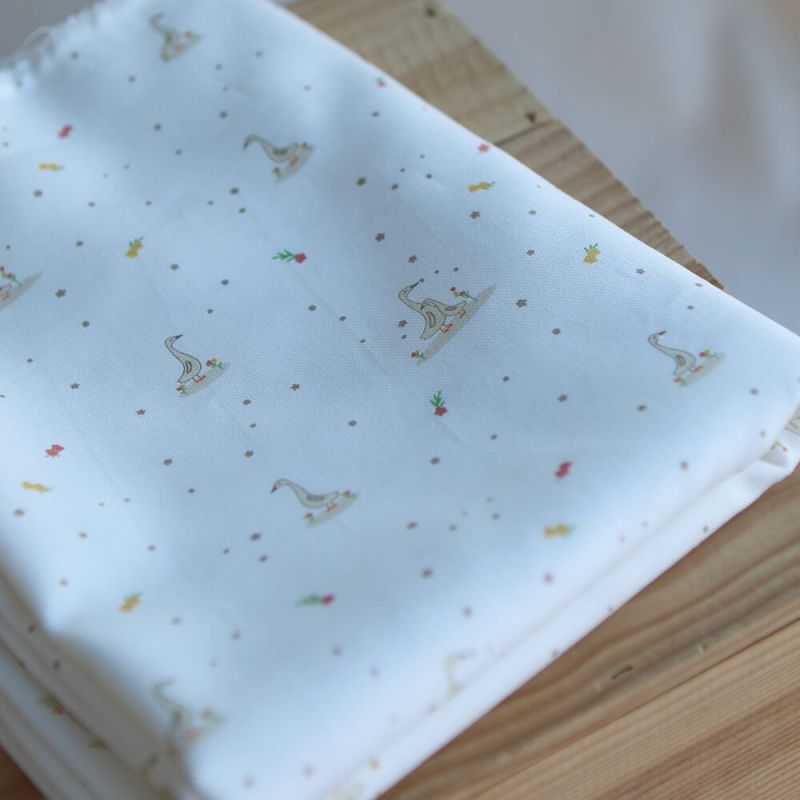 Pimprenelle - Tissu sergé / twill de coton organique imprimé oies