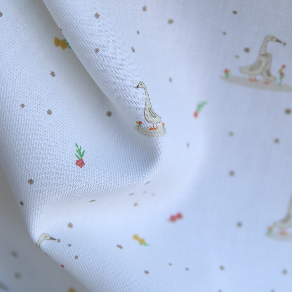Pimprenelle - Tissu sergé / twill de coton organique imprimé oies