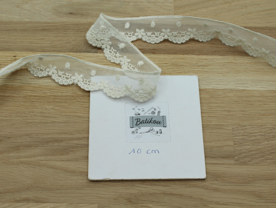 Galon tulle souple broderie coton brodé 30mm x 1m