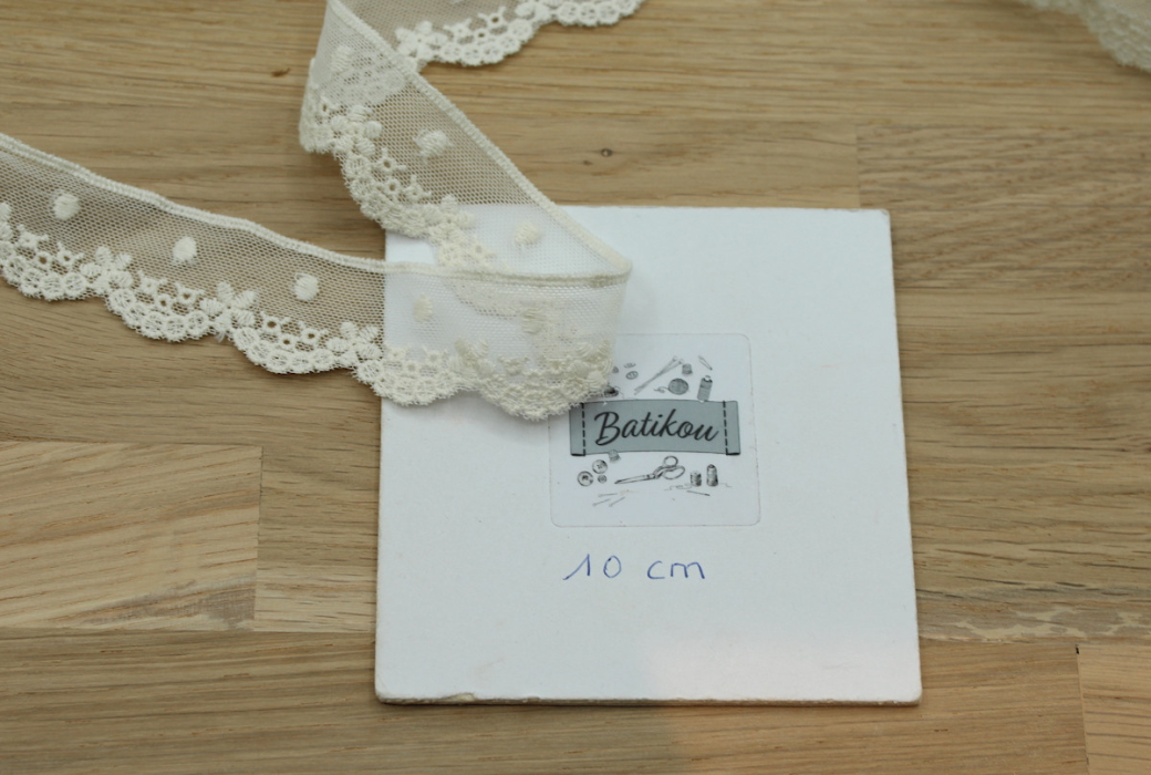 Galon tulle souple broderie coton brodé 30mm x 1m