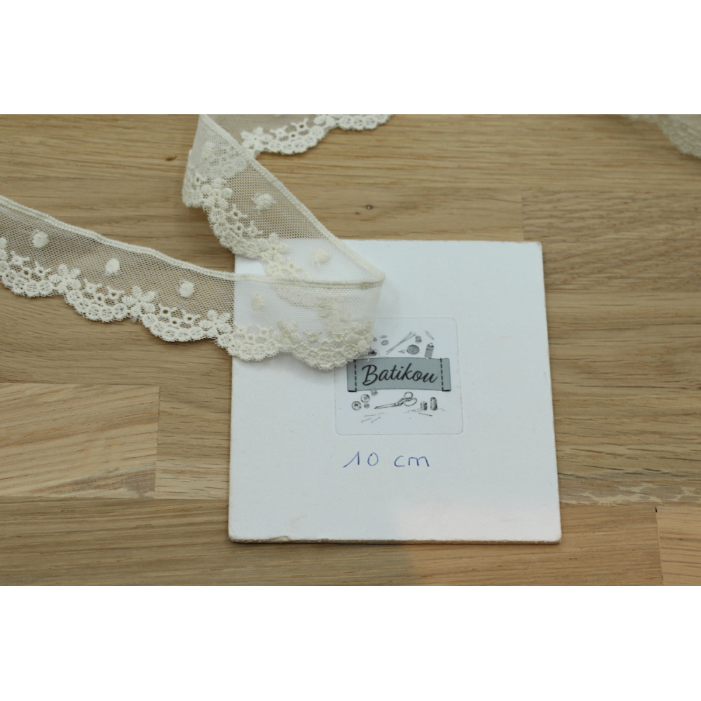 Galon tulle souple broderie coton brodé 30mm x 1m