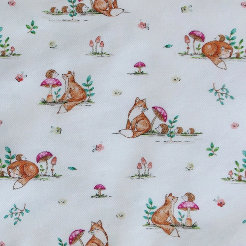 Rouxie - Tissu sergé / twill de coton organique imprimé renards 2