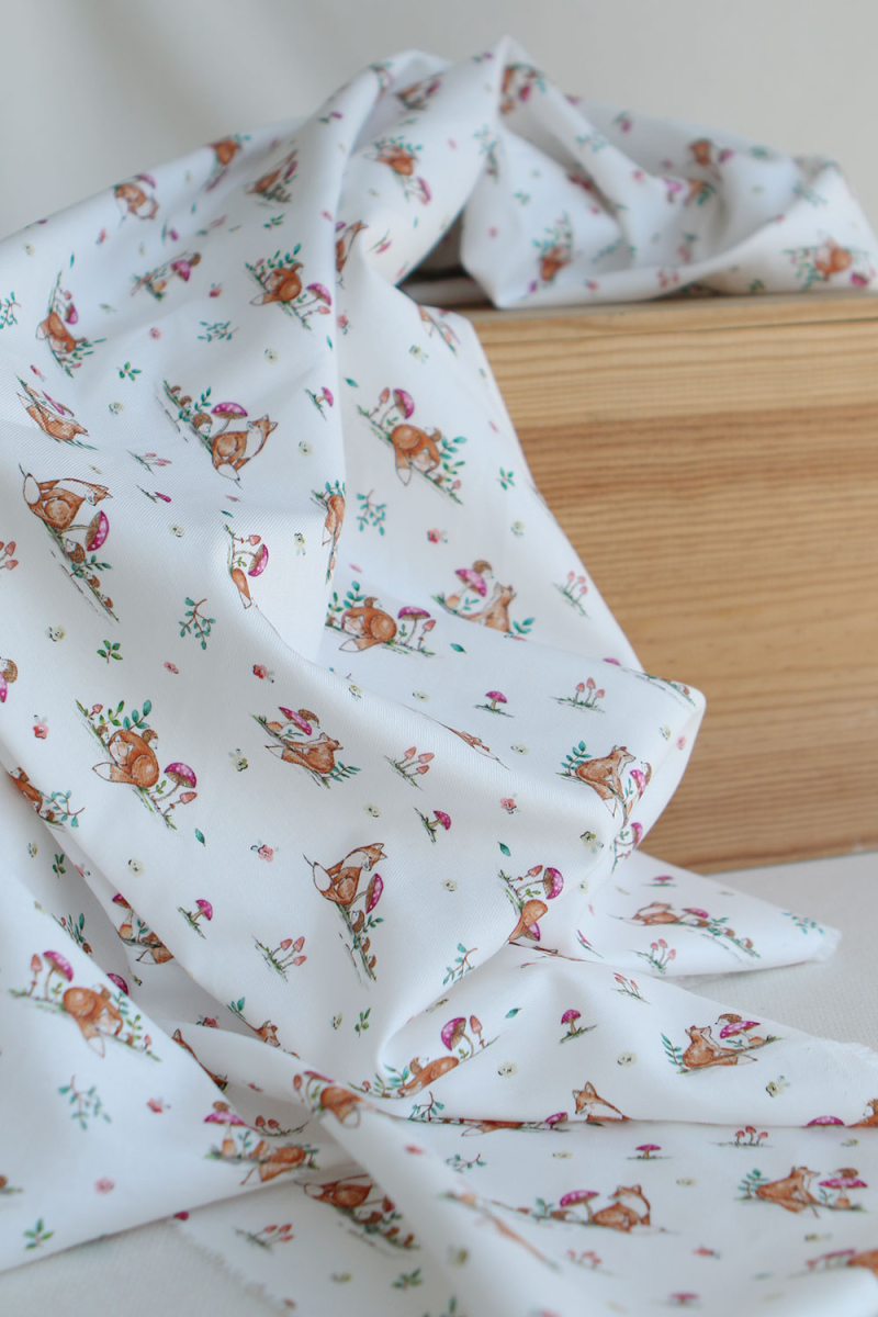 Rouxie - Tissu sergé / twill de coton organique imprimé renards