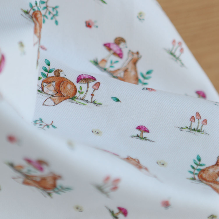 Rouxie - Tissu sergé / twill de coton organique imprimé renards