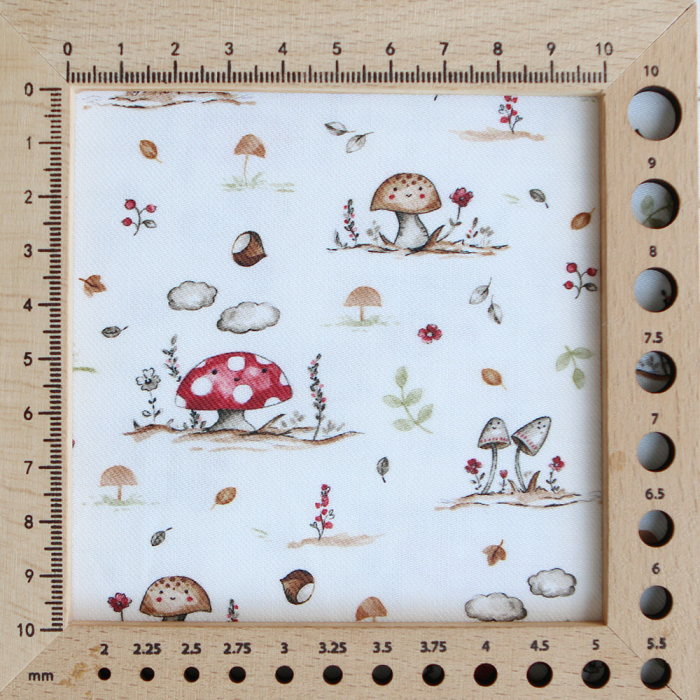Elio - Tissu sergé de coton imprimé champignons