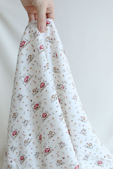 Elio - Tissu sergé de coton imprimé champignons