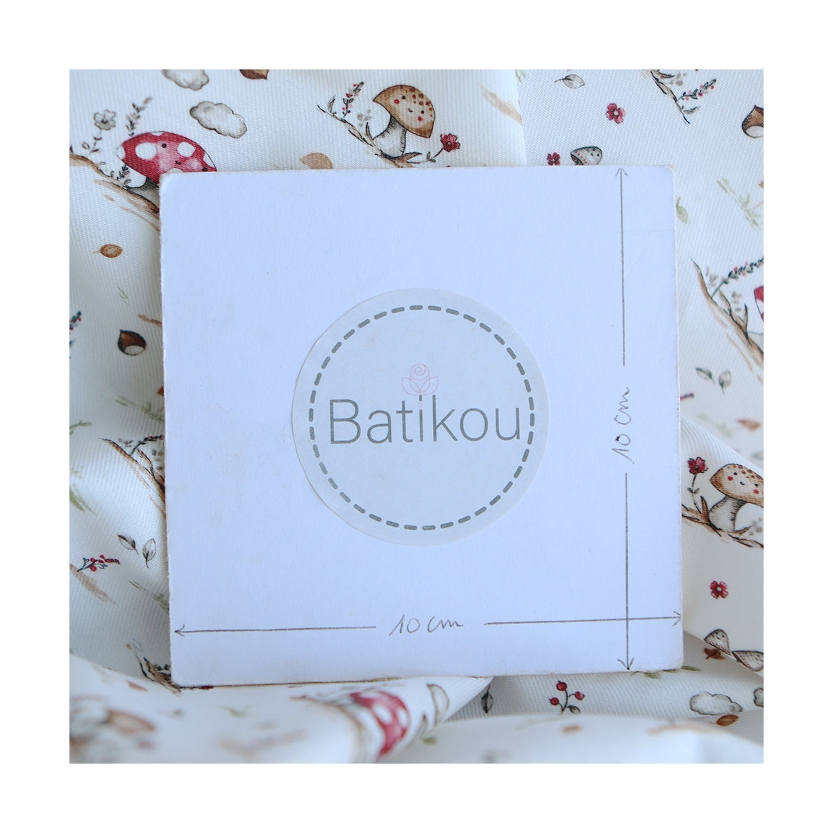 Elio - Tissu sergé de coton imprimé champignons