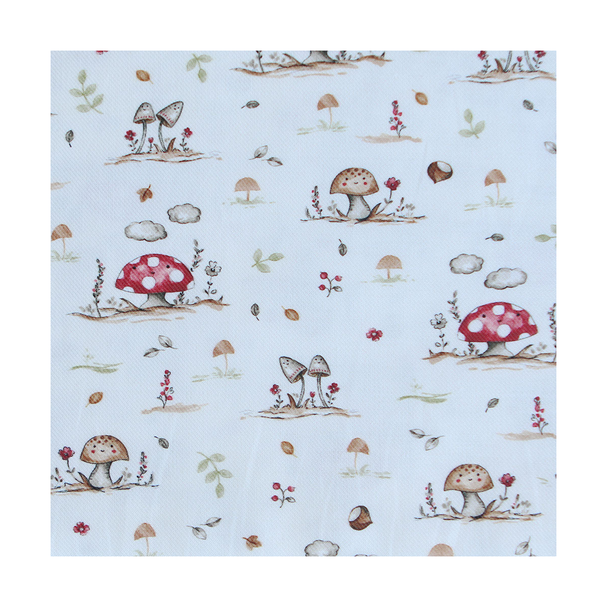 Elio - Tissu sergé de coton imprimé champignons