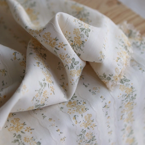 copy ofCamille - Tissu coton jacquard fleuri bleu 2