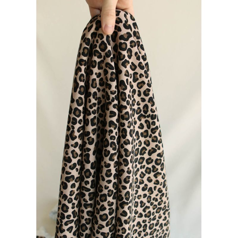 Lea - Tissu sweat graou noir et noisette fond nude