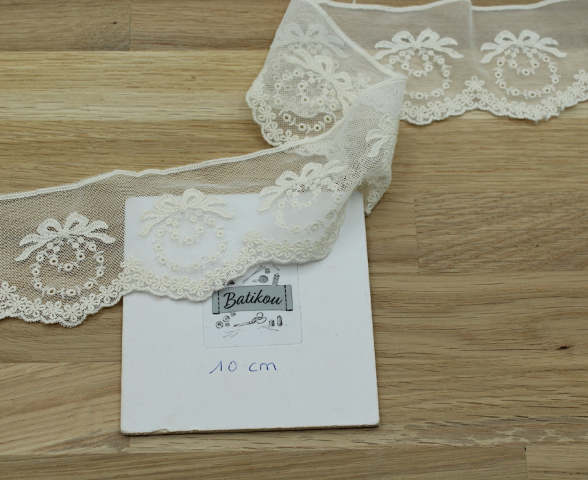 Galon tulle souple broderie coton brodé 65mm x 1m