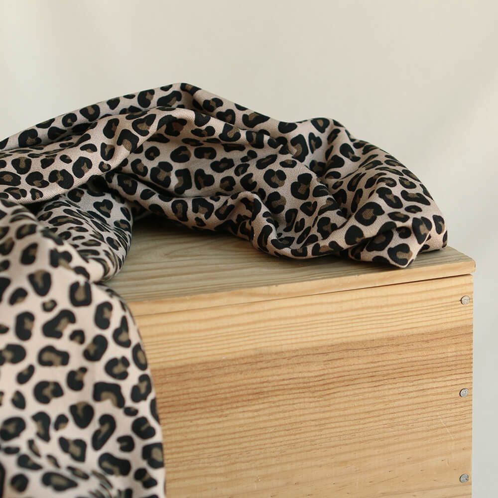 Lea - Tissu sweat graou noir et noisette fond nude