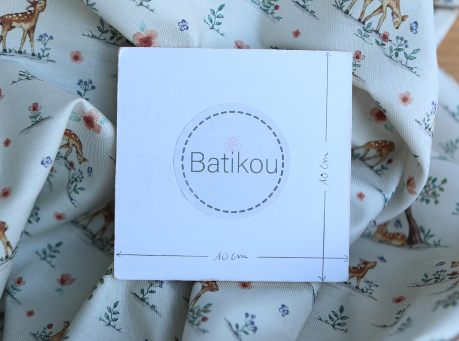 Bambi - Tissu sergé / twill de coton organique imprimé faons