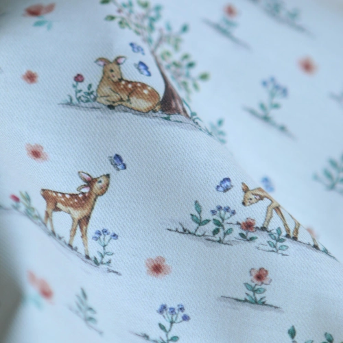 Bambi - Tissu sergé / twill de coton organique imprimé faons 2