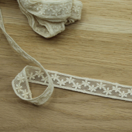 Galon tulle souple broderie coton brodé 15mm x 1m