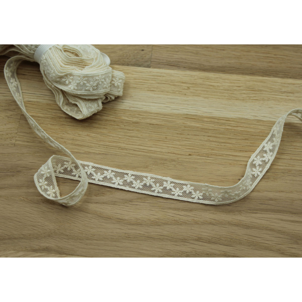 Galon tulle souple broderie coton brodé 15mm x 1m