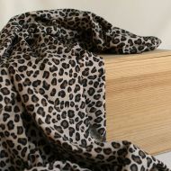 Lea - Jersey coton côtes fines à motifs graou beige