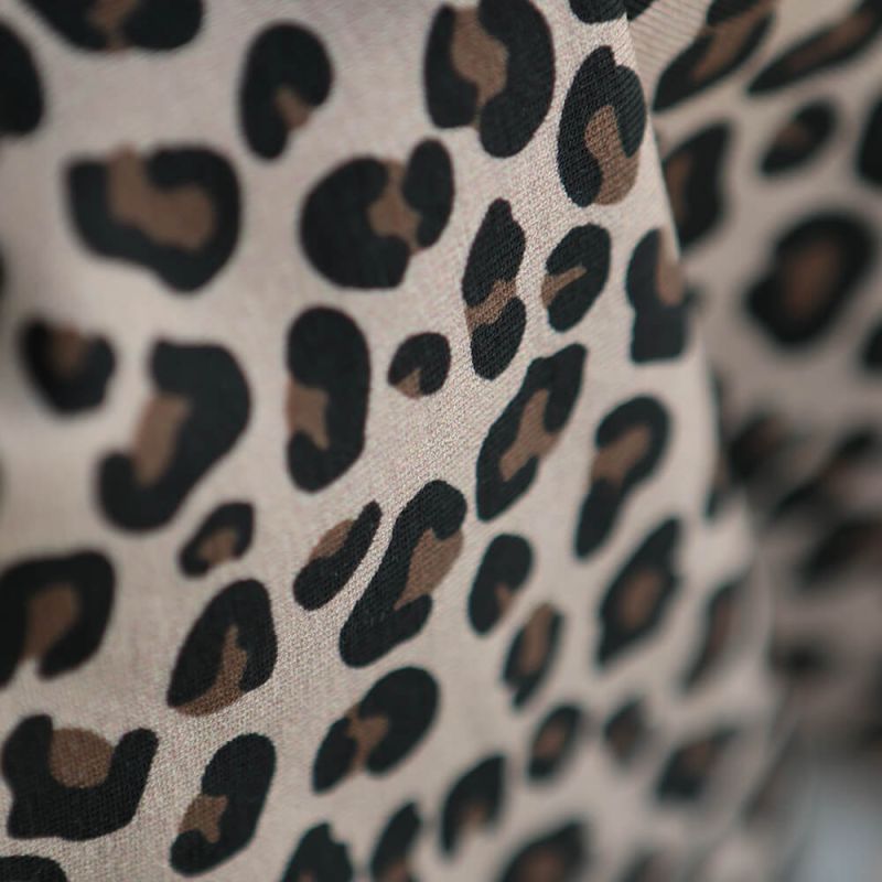 Lea - Jersey coton côtes fines à motifs graou beige