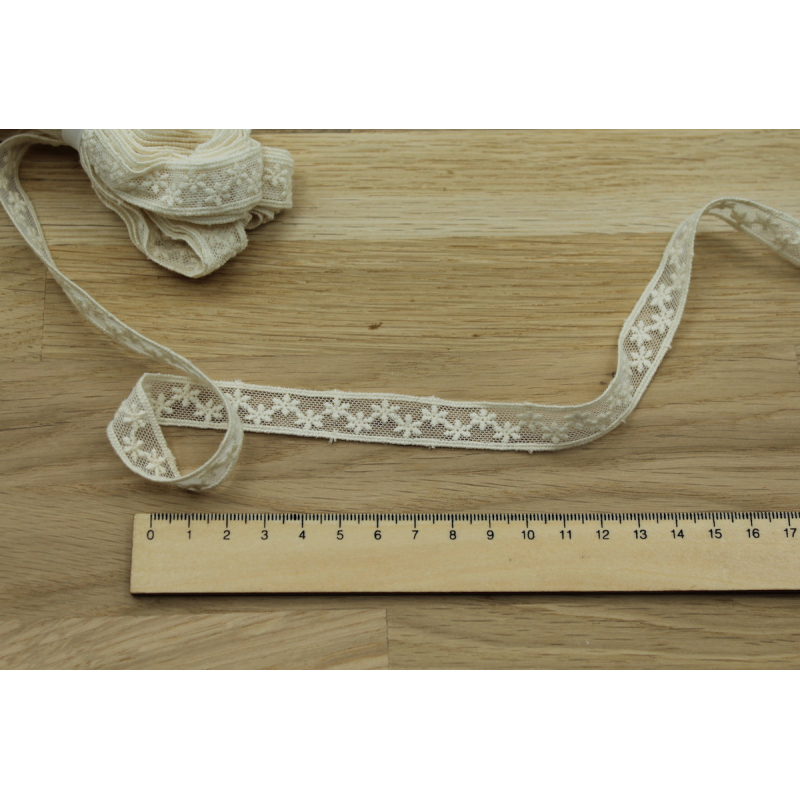 Galon tulle souple broderie coton brodé 15mm x 1m