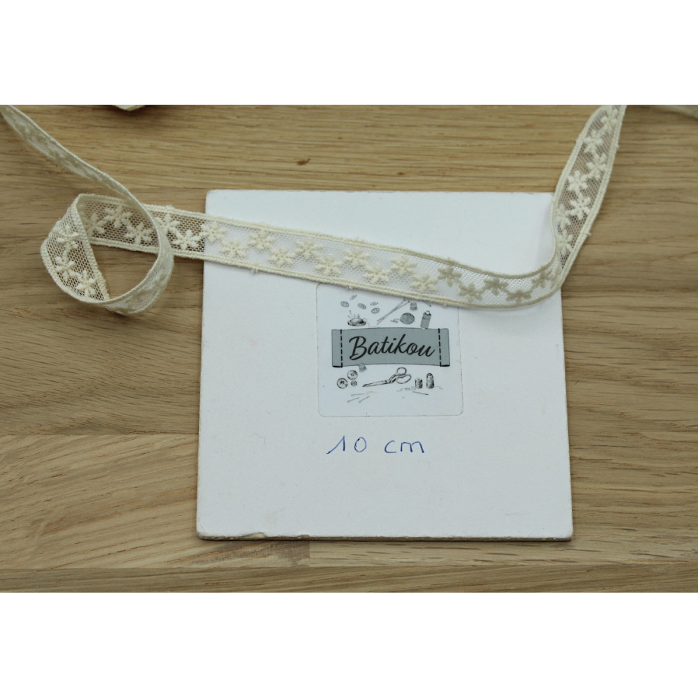 Galon tulle souple broderie coton brodé 15mm x 1m