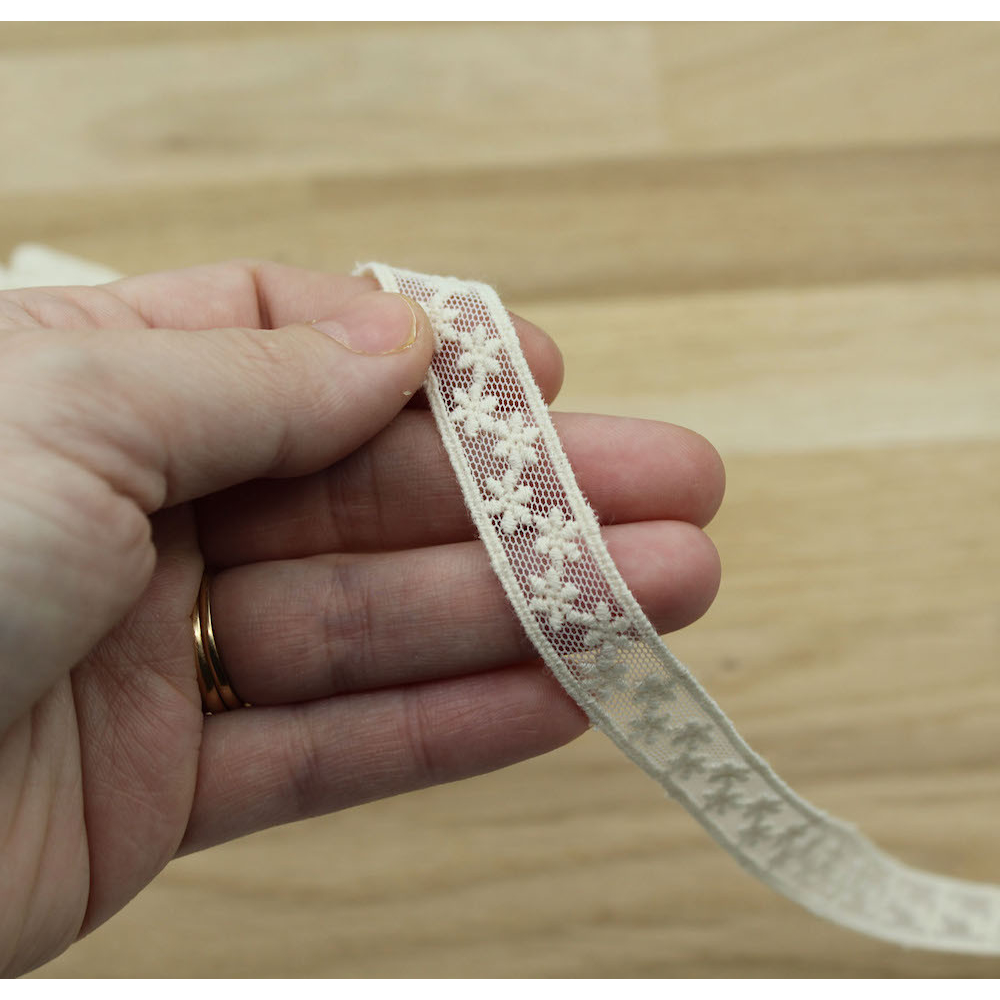 Galon tulle souple broderie coton brodé 15mm x 1m