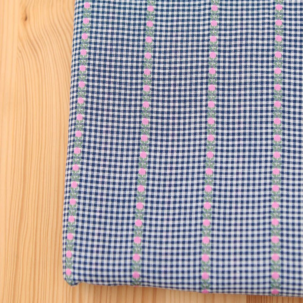 Rosanna - Tissu coton vichy jacquard avec petites fleurs roses