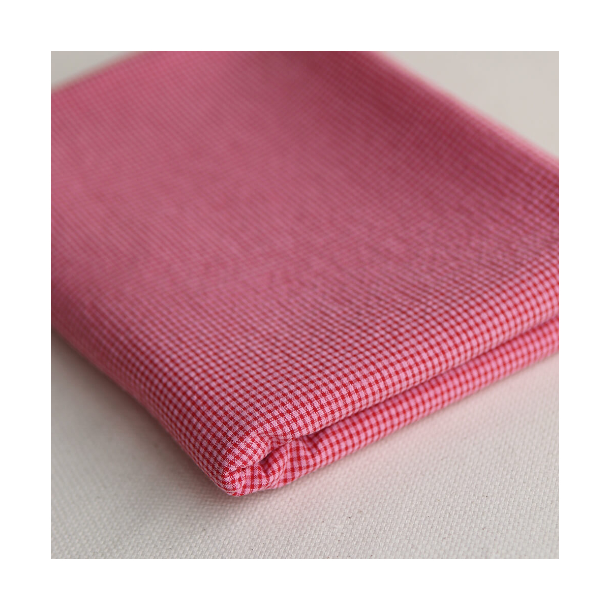 Seersucker / Coton gaufré mini vichy 3mm fraise framboise