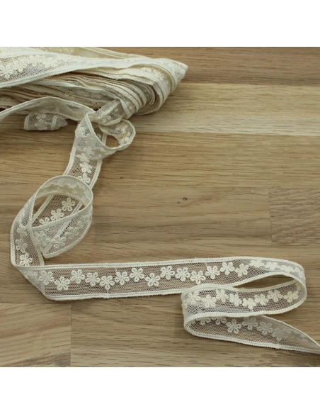 Galon tulle souple broderie coton brodé 20mm x 1m