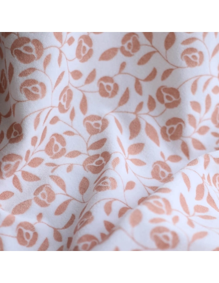 Velours de coton Nicky fond blanc lait motif argile rose