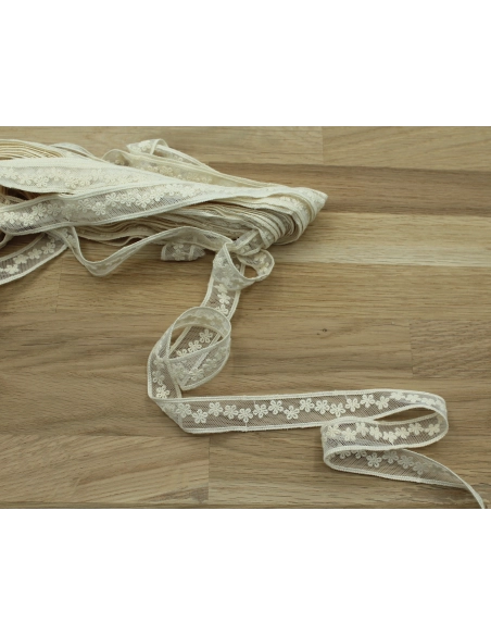 Galon tulle souple broderie coton brodé 20mm x 1m