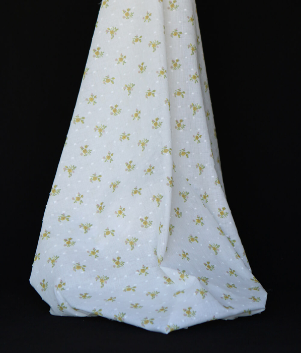 Céline - Plumetis de coton imprimé fleuri vert et ocre