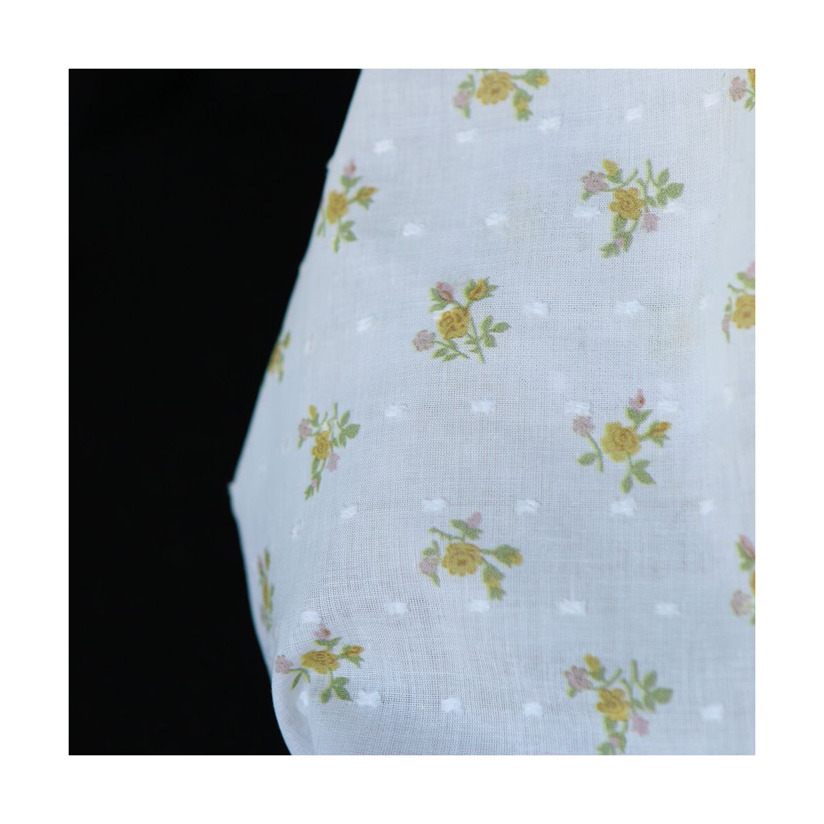 Céline - Plumetis de coton imprimé fleuri vert et ocre